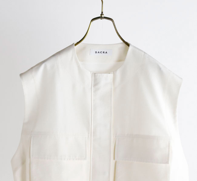 SALE30%OFF //SACRA サクラ CO/PE TUMBLER FINISH GILET クロップドジレ 125108061 H.COUNT COTTON TUMBLE CROPPED TOP | SHIRT/BLOUSE | SACRA