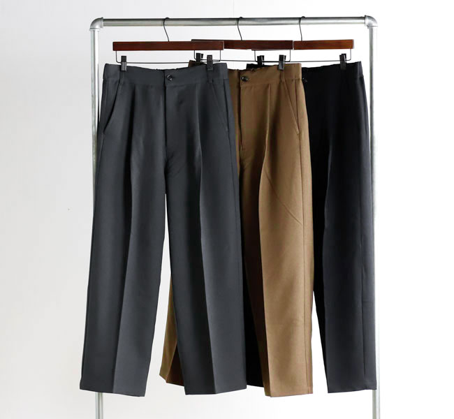 Audience オーディエンス AUD3654 Naturemier ナチュレミア TECH ウールライクツイル 1タック ワイド バレル イージーパンツ MADE IN JAPAN 日本製