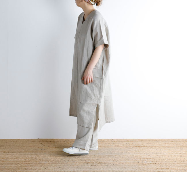 evam eva エヴァムエヴァ リネンシルクポンチョ linen silk