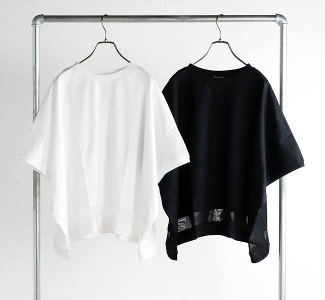 mizuiro ind ミズイロインド  2-210130 メッシュヘムワイドプルオーバー