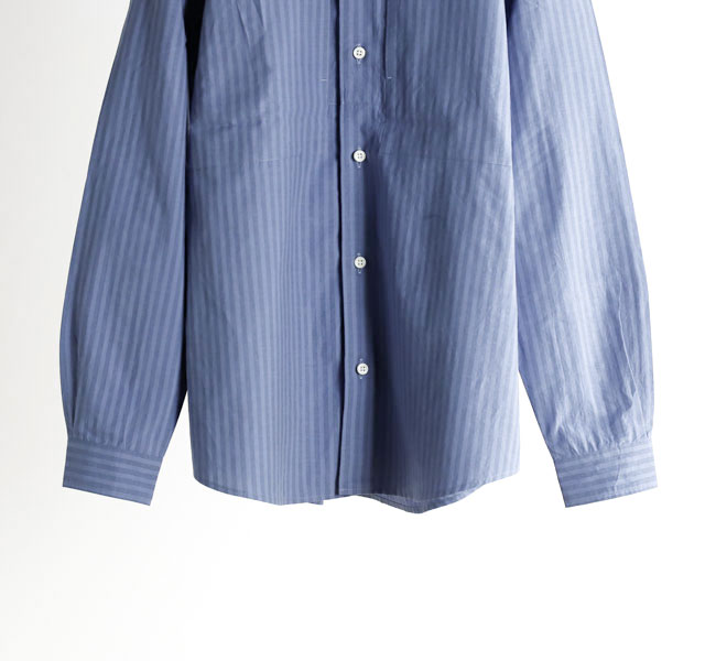 nisica ニシカ NIS-1365 バンドカラーシャツ ストライプパープル 長袖