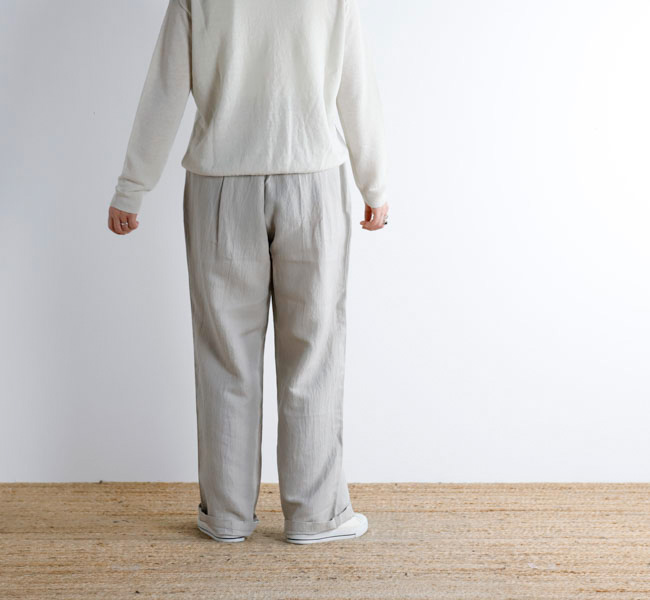 【未使用】evam eva リネン タックパンツ サイズ2 グレー evameva (エヴァムエヴァ) linen tuck pants / リネンタックパンツ