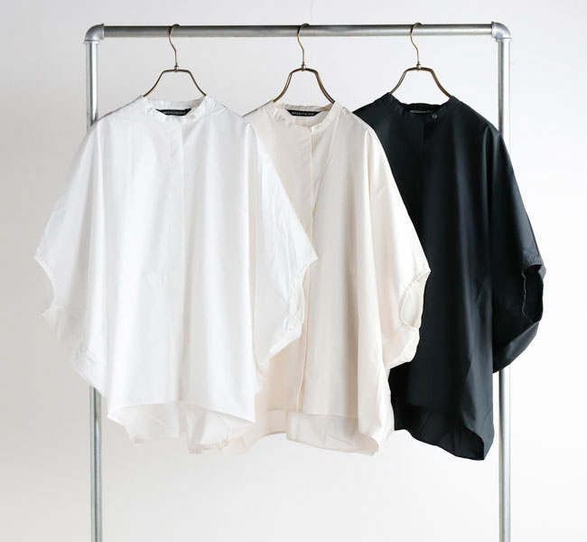 mizuiro ind ミズイロインド  2-230133 スタンドカラーコクーンシャツ