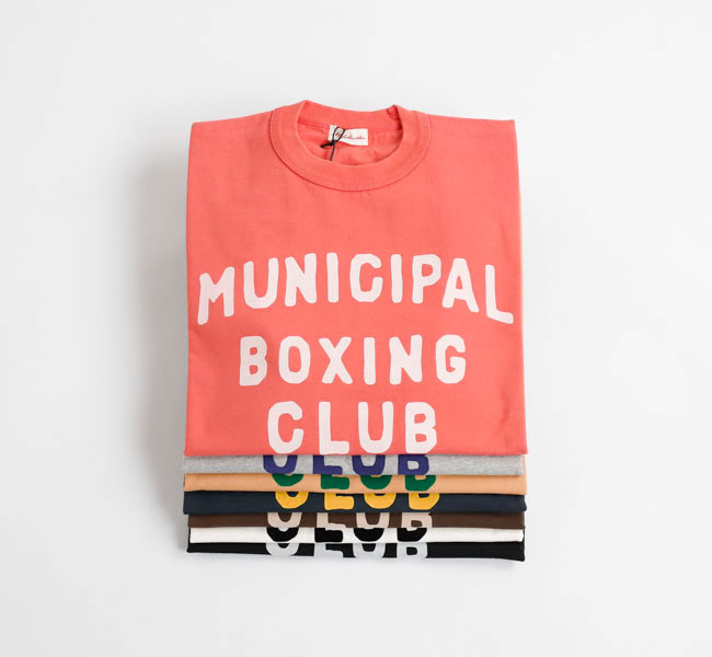 A.G.SPALDING＆BROS　A.G.スポルディング＆ブロス SPL-AGS-261005 フロッキープリントTシャツ ARCHIVE GRAPHIC TEE "MUNICIPAL BOXING CLUB"