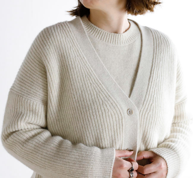 evam eva エヴァムエヴァ E253K200 ウール フォックス カーディガン