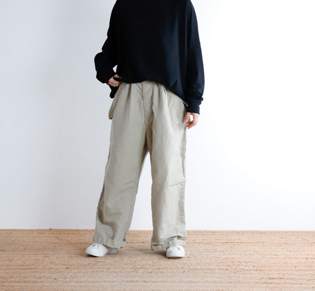ARMEN アーメン　ワンタックワークパンツ　リネン ARMEN アーメン ワンタックパンツ NAM1203KCL COTTON LINEN ONE