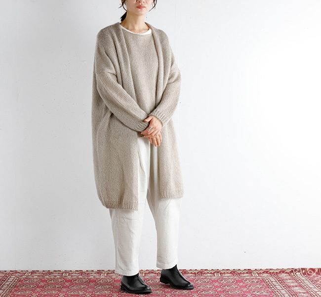 evam eva エヴァムエヴァ モヘアシルクローブ mohair silk robe E233K025