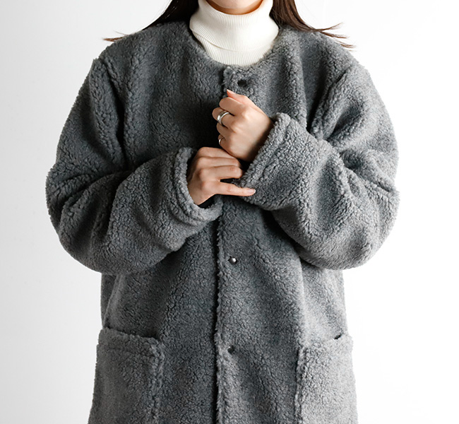 ARMEN アーメン FLEECE/NYLON NO COLLAR COAT フリース/ナイロン ノー 