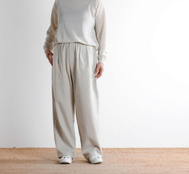 evam eva アイボリー ワイドパンツ evam eva｜linen wide pants｜ladies',bottoms