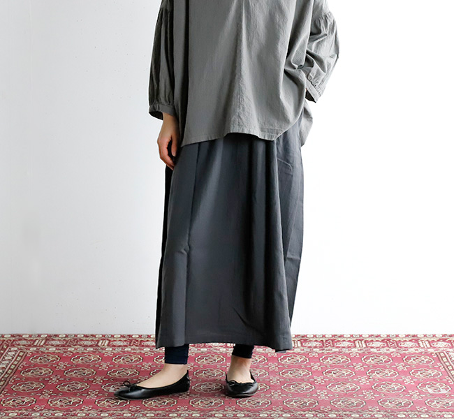 evam eva エヴァムエヴァ コットンシルクギャザースカート cotton silk gathered skirt E231T006