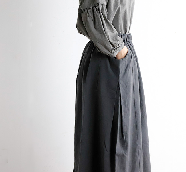 evam eva エヴァムエヴァ コットンシルクギャザースカート cotton silk