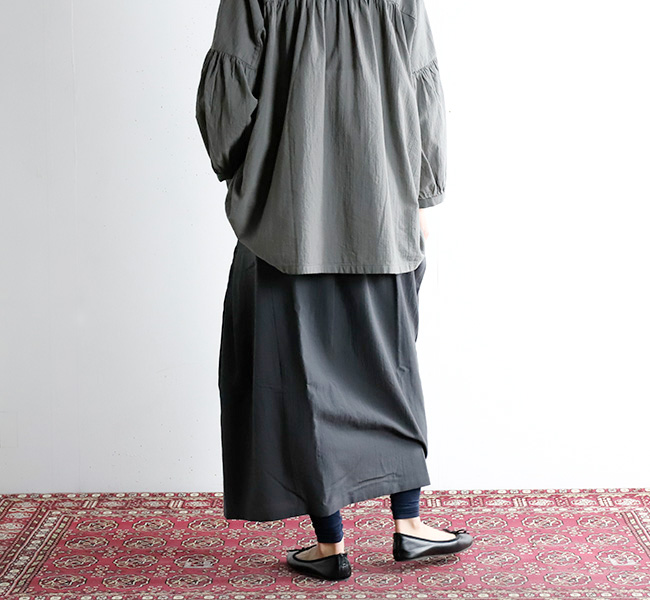 evam eva エヴァムエヴァ コットンシルクギャザースカート cotton silk