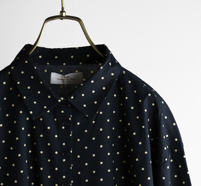 ソイル SOIL NSL24512 ポプリン ドット プリント フリルカラーシャツ 40'S POPLIN DOT PRINT BACK OPENING FRILL COLLAR SHIRT 2024AW 秋冬 爆買 SOIL(ファッション) ソイル SOIL NSL24512 ポプリン ドット