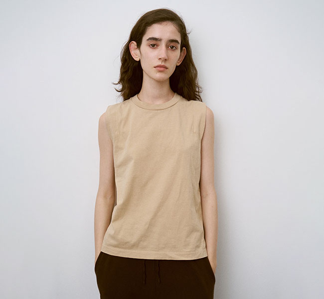 unfil アンフィル WXSP-UW136 ガーメントダイ ノースリーブ トップス COTTON OPEN-END YARN GARMENT DYEING SLEEVELESS TOP