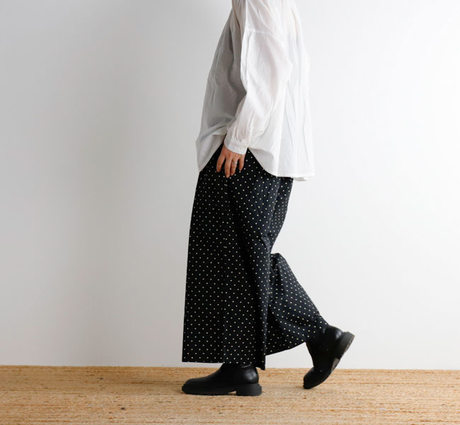 SOIL ソイル 40s POPLIN DOT PRINT WIDE EASY PANTS ドット