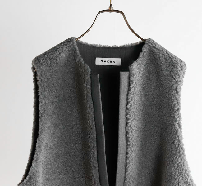 SACRA サクラ 125505061 POODLE FUR SHORT GILET プードルファー