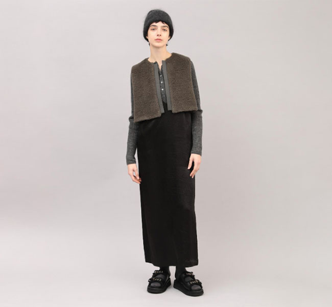 SACRA サクラ 125505061 POODLE FUR SHORT GILET プードルファー