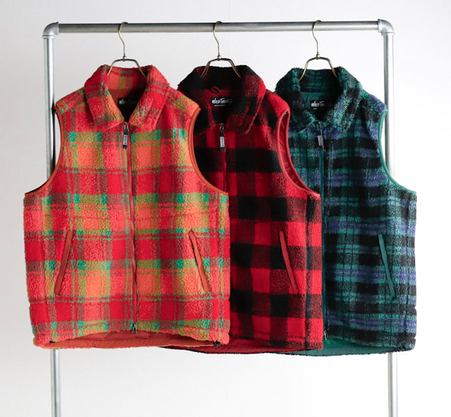 WILD THINGS ワイルドシングス WT26128AD フラッフィーチェックボアベスト FLUFFY CHECK BOA VEST
