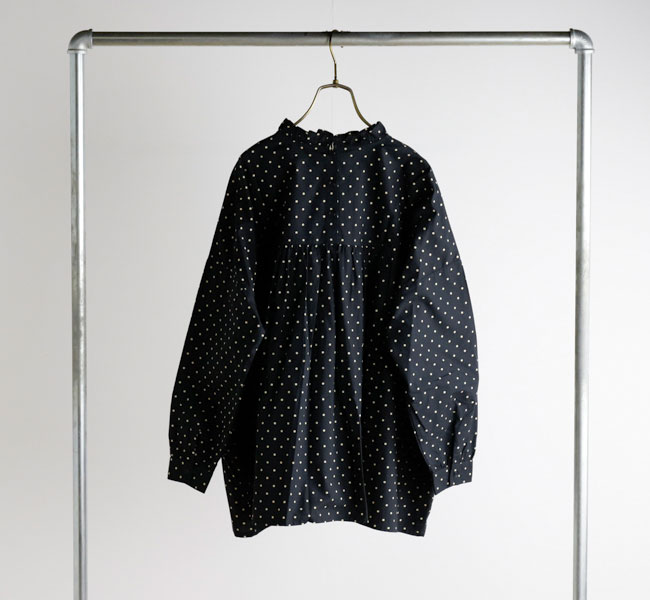 SOIL ソイル 40s POPLIN DOT PRINT BACK OPENING FRILL COLLAR