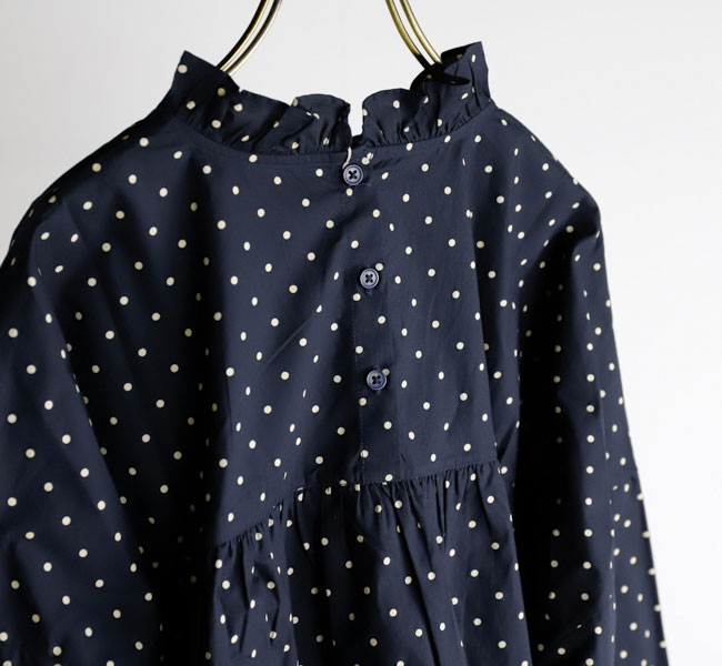 SOIL ソイル 40s POPLIN DOT PRINT BACK OPENING FRILL COLLAR