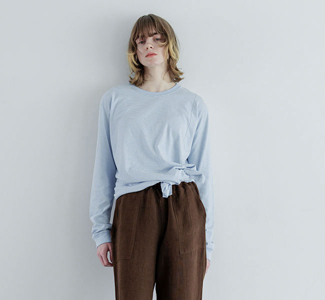 MEYAME メヤメ MEY-2327 BORDER SLIT LONG SLEEVE TEE　ボーダースリット長袖Tee