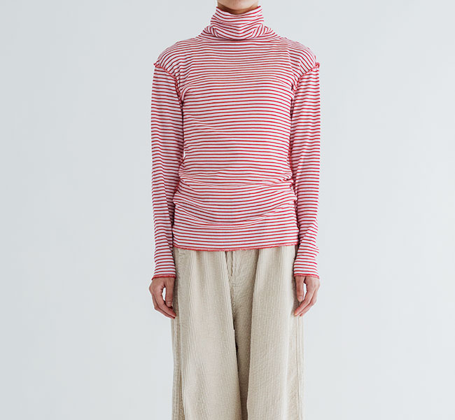 MEYAME メヤメ MEY-2501 ボーダー ソフトリブ タートルネック BORDER SOFT RIB TURTLENECK