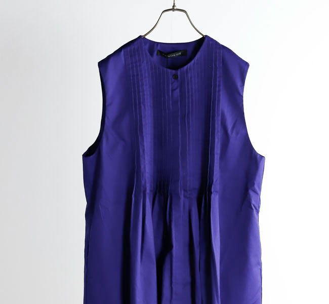 bi color onepiece（navy）　ミヌエール bi-color hem pleats one-piece (navy) | ミヌエール（mi