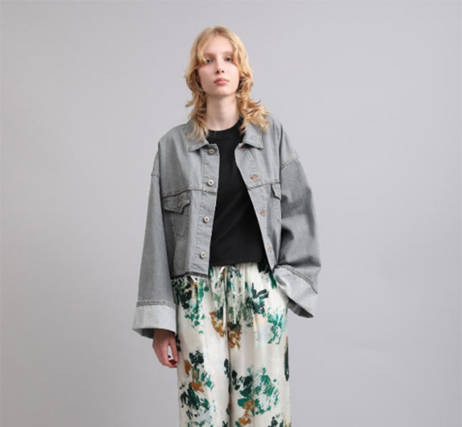 SACRA サクラ 126104032 クロップドデニムジャケット グレー AUTHENTIC DENIM JACKET