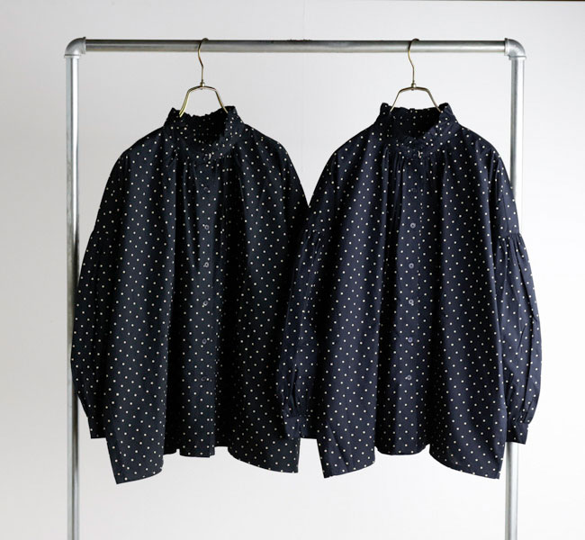 SOIL ソイル 40s POPLIN DOT PRINT FRILL COLLAR SHIRT フリル
