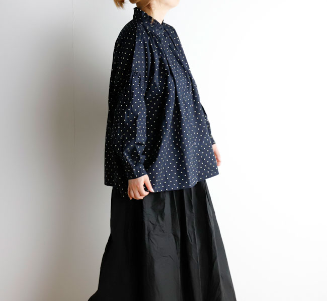SOIL ソイル 40s POPLIN DOT PRINT FRILL COLLAR SHIRT フリル