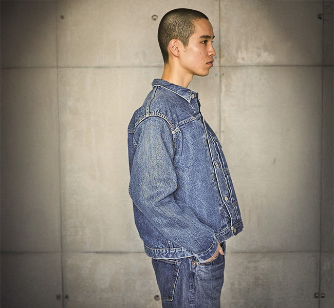 orslow オアスロウ TYPE1 PLEATED FRONT BLOUSE 2YEAR WASH デニム