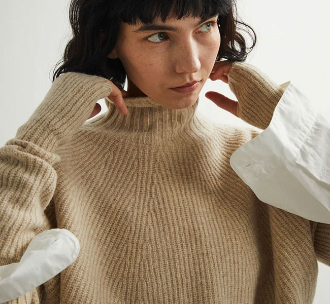 unfil アンフィル superfine lambs & chenille ribbed-knit