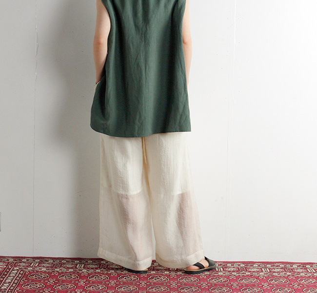 SACRA サクラ SILK NYLON ORGANDY PANTS シルクナイロン