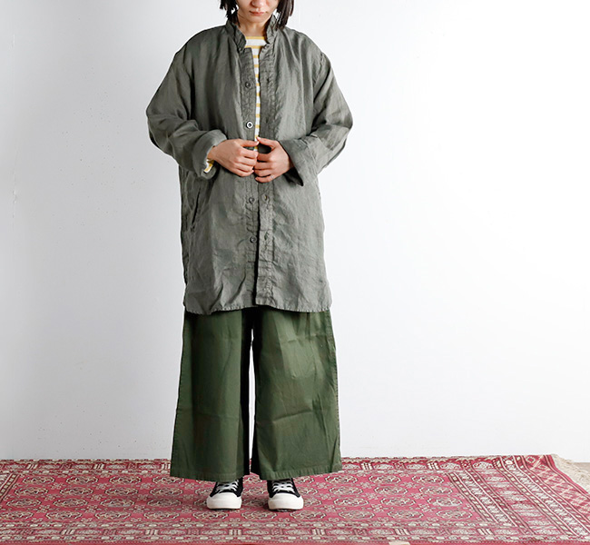 SALE40%OFFHTS LNHT2021L LINEN PLAIN STAND COLLAR SHIRTS リネンスタンドカラーシャツ