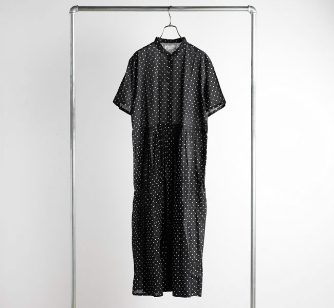 SOIL ソイル NSL26054 80s COTTON VOILE DOT PRINT BANDED COLLAR S/SL DRESS ドットバンドカラーワンピース