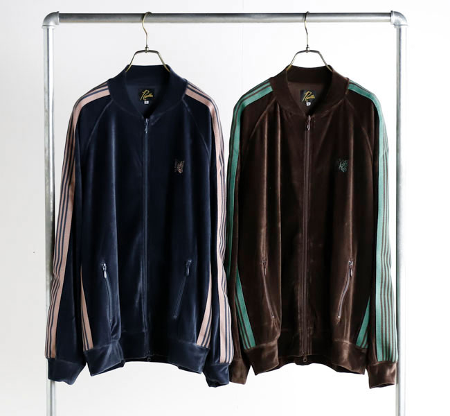 NEEDLES ニードルズ Rib Collar Track Jacket - C/PE Velour トラックジャケット - コットン/ポリエステル ベロア SX413