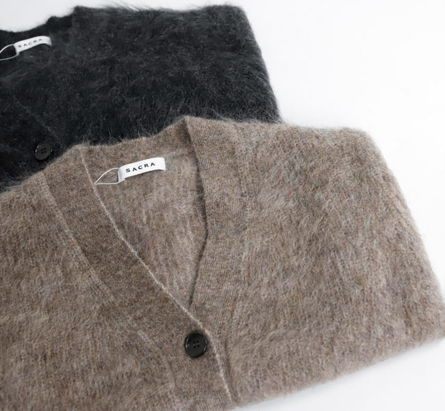SACRA サクラ 125634081 モヘア クロップドカーディガン EX.FINE