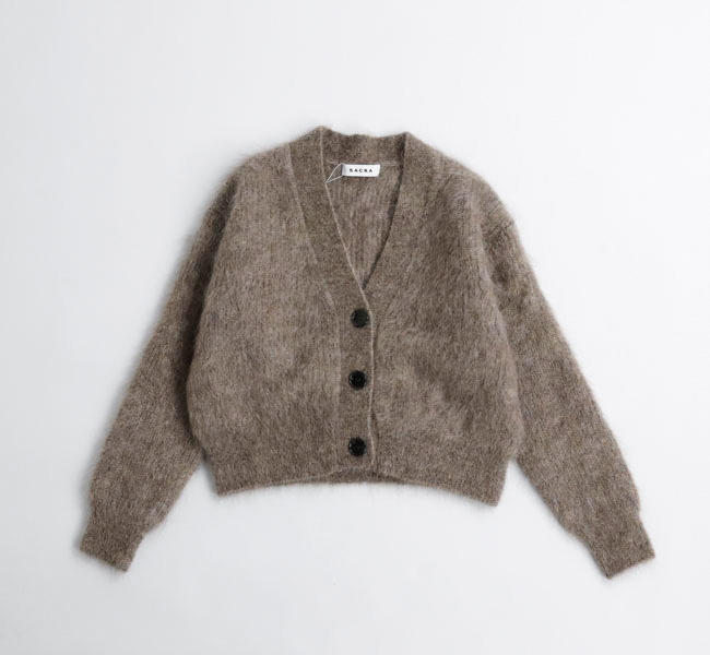 SACRA サクラ 125634081 モヘア クロップドカーディガン EX.FINE