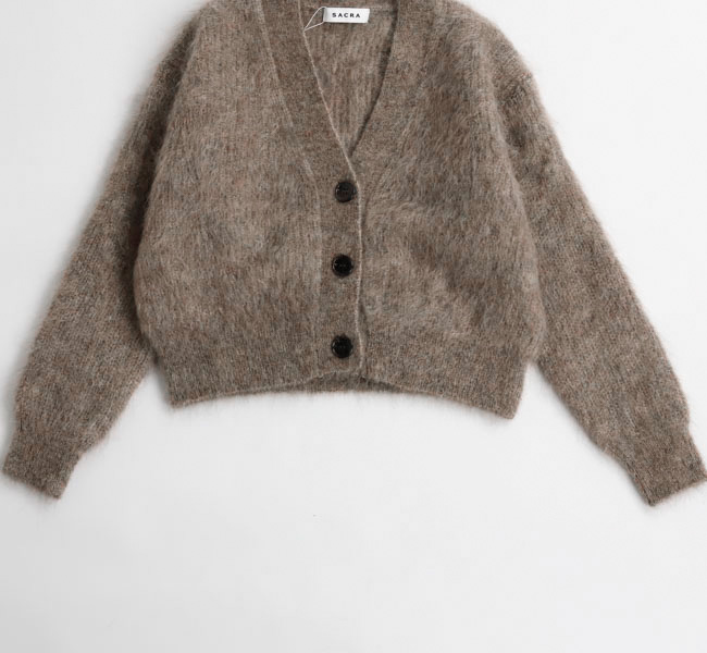 SACRA サクラ 125634081 モヘア クロップドカーディガン EX.FINE