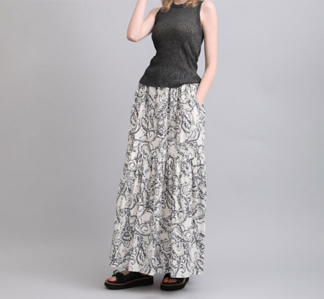 SACRA サクラ 126119122 ティアードスカート BLURRED PAISLEY SKIRT