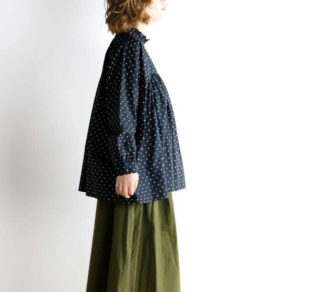 ソイル SOIL NSL24512 ポプリン ドット プリント フリルカラーシャツ 40'S POPLIN DOT PRINT BACK OPENING FRILL COLLAR SHIRT 2024AW 秋冬 爆買 SOIL(ファッション) SOIL ソイル 40'S POPLIN DOT PRINT REGULAR