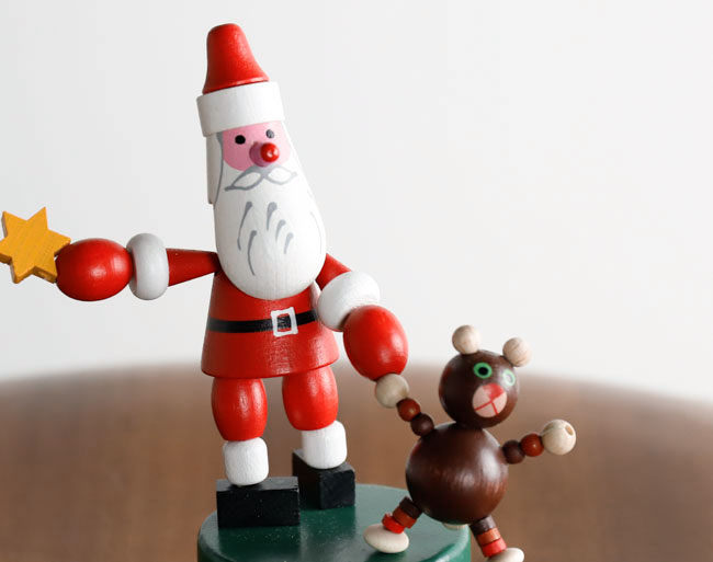 DETOA Wooden プッシュトイ Push Up Toy サンタ＆テディベア