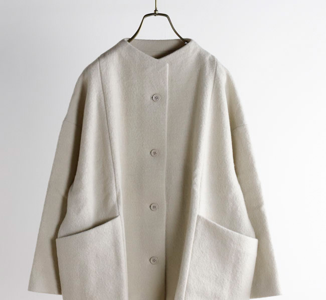 evam eva エヴァムエヴァ E253K090 プレスウール ショートコート press