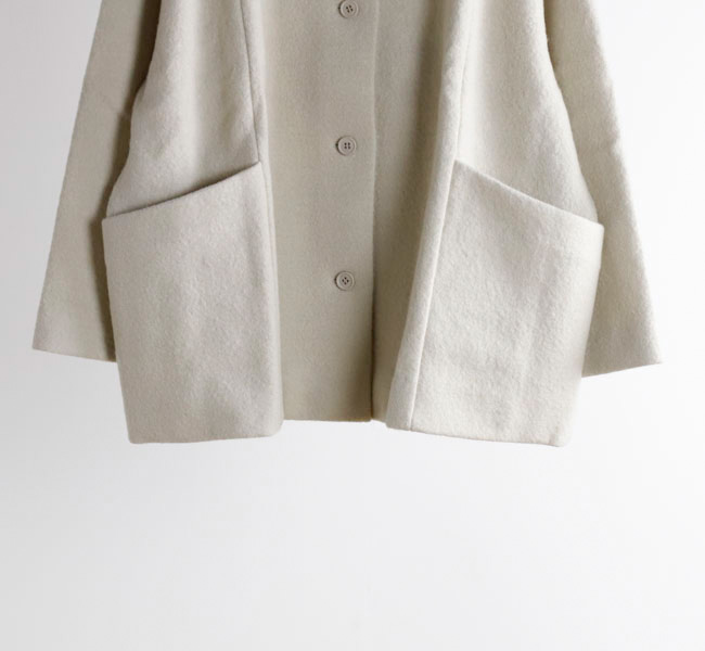 evam eva エヴァムエヴァ E253K090 プレスウール ショートコート