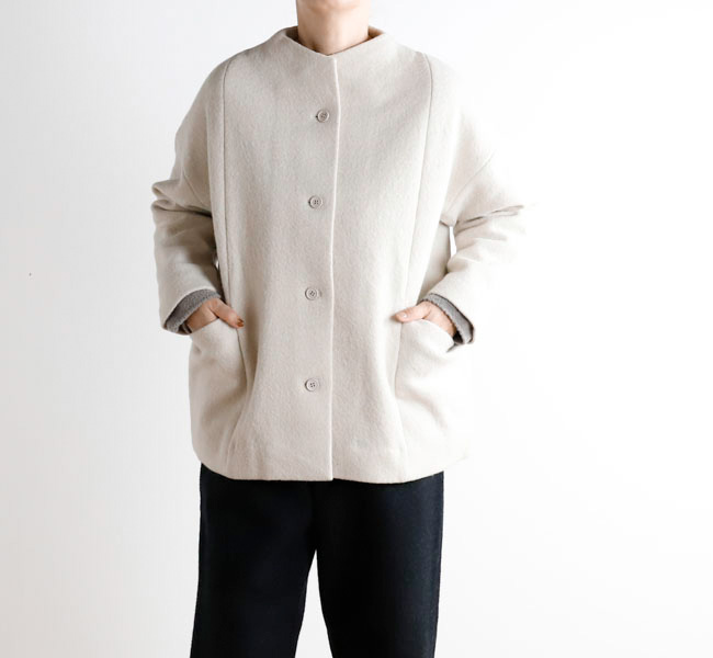 evam eva エヴァムエヴァ E253K090 プレスウール ショートコート press