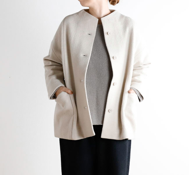 evam eva プレスウールショートコート　アイボリー　サイズ1 evam eva プレスウールショートコート アイボリー サイズ1 evam