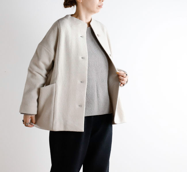 evam eva エヴァムエヴァ E253K090 プレスウール ショートコート press