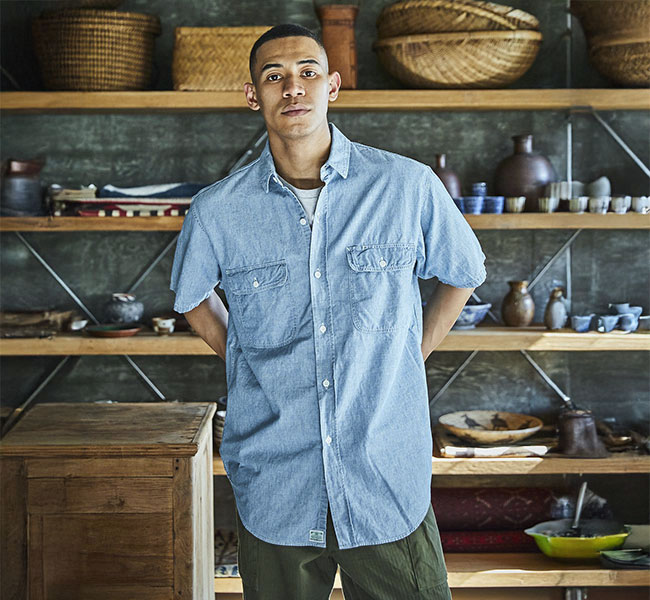 orslow オアスロウ 01-8172-99 SHORT SLEEVE CHAMBRAY WORK SHIRT WITH FLAP POCKET  CHAMBRAY BLEACH シャンブレーフラップポケットワークシャツ