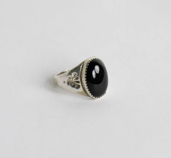 indian jewelry インディアンジュエリー ナバホ シルバー925 オニキスリング スタンプワーク 指輪