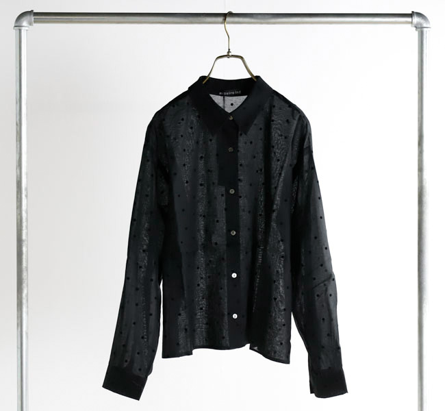 mizuiro ind ミズイロインド 4-230058 フロッキードットプリントシャツ